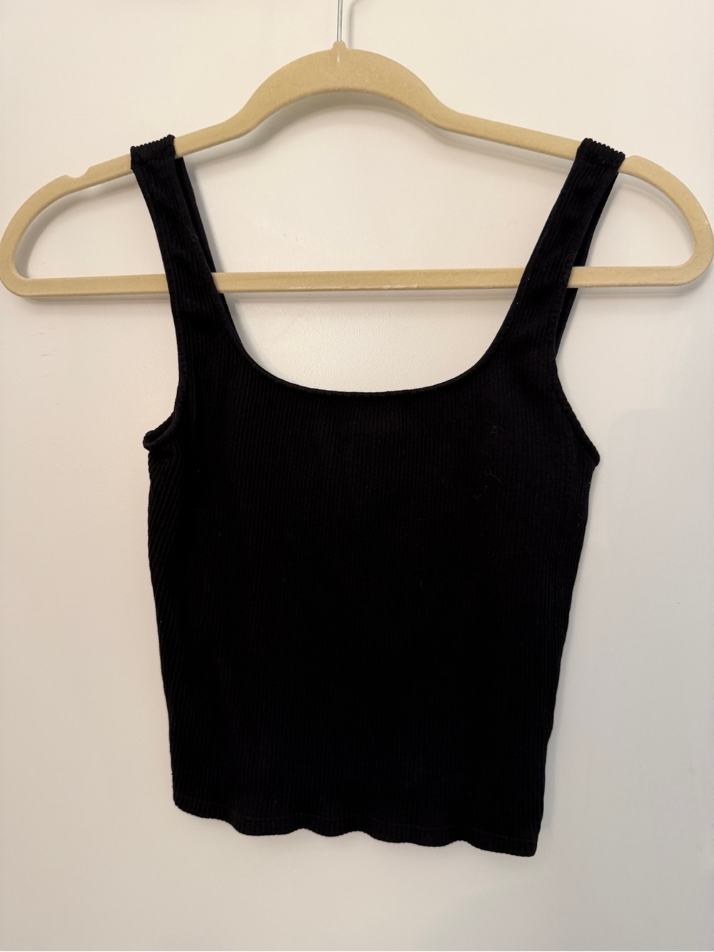 Dynamite Black Ribbed Square-Neck Tank